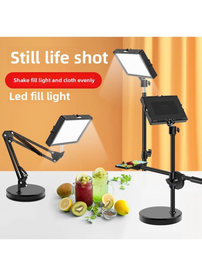 Light Supplement Studio Live Broadcast Dedicated Small Desktop Lighting Room Photo Layout Soft Light Professional Led Square Lamp-Specifications:+ 2.1m Floor Stand + Single Camera Slot - 【three-colo - Image 2