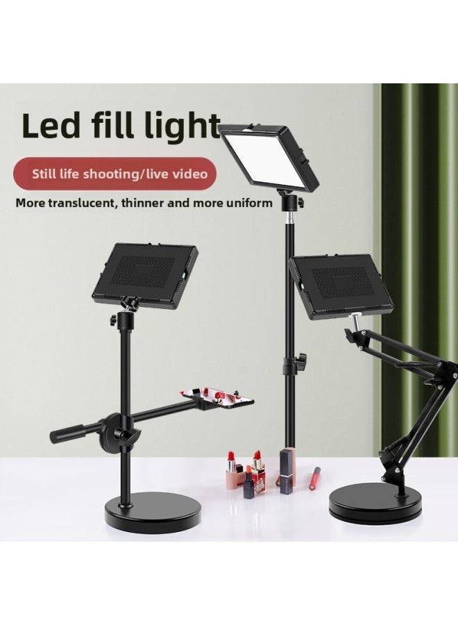 Light Supplement Studio Live Broadcast Dedicated Small Desktop Lighting Room Photo Layout Soft Light Professional Led Square Lamp-Specifications:+ 2.1m Floor Stand + Single Camera Slot - 【three-colo - Image 3