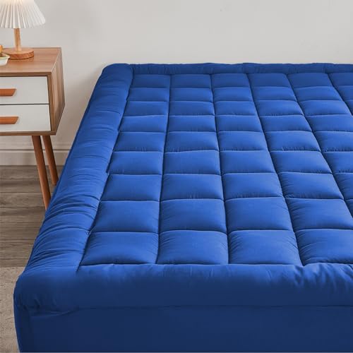 oaskys Mattress Pad - Soft and Breathable Mattress Protector Cover - Pillow Topper with Stretches to 18” Deep Pocket Fits Up to 8”-21” Cooling Bed Topper (Blue, Queen) - Image 1