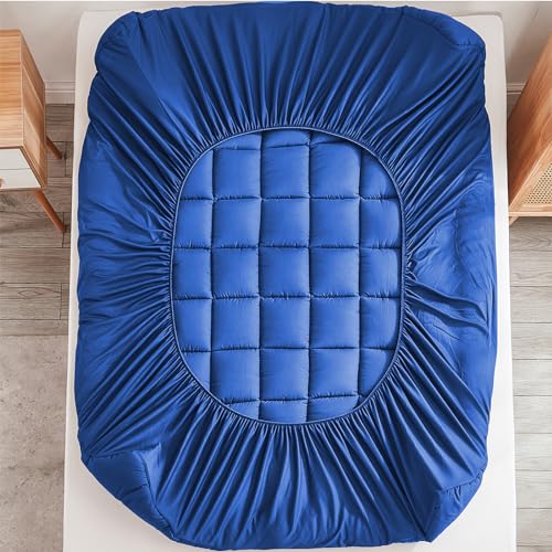 oaskys Mattress Pad - Soft and Breathable Mattress Protector Cover - Pillow Topper with Stretches to 18” Deep Pocket Fits Up to 8”-21” Cooling Bed Topper (Blue, Queen) - Image 4