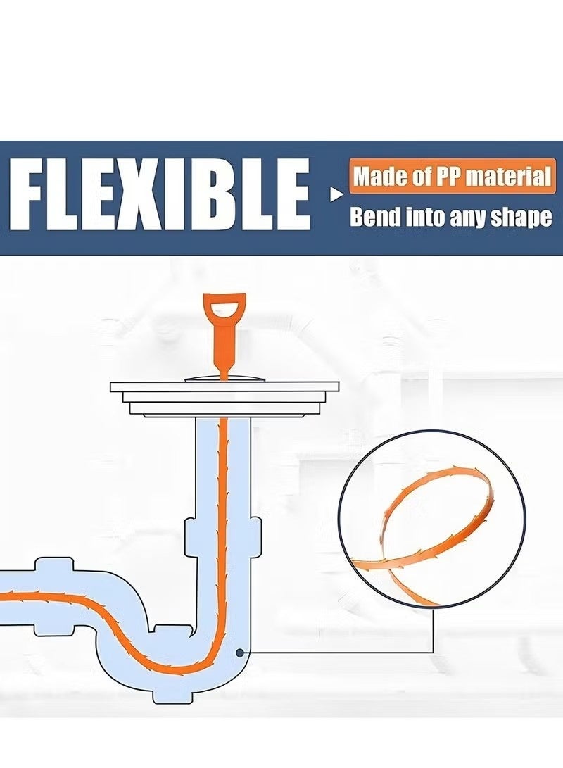 مجموعة أدوات تنظيف بالوعة مكونة من 7 قطع: أداة إزالة انسداد البالوعة بطول 35.5 بوصة، أداة تسليك البالوعة بطول 25 بوصة لإزالة الشعر، أداة تنظيف البالوعة مع مصيدة للشعر، مناسبة للمرحاض، حوض المطبخ، حوض الاستحمام، المجاري. - Image 5