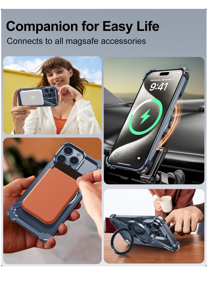 FOCUS New Metal Magsafe Stand case cover for iPhone 16 Pro Max Metal Armor Removable Z Type Rimless Metal Case  - Image 5