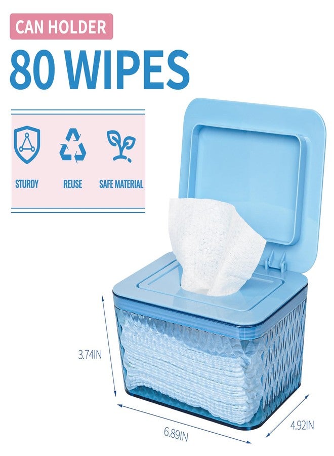 Whiidoom Wipes Dispenser, One-Handed Operation Wipe Holder for Baby & Adult, Seal-Designed Wipes Container for Bathroom Keep Diaper Wipes Fresh (Blue) - Image 2