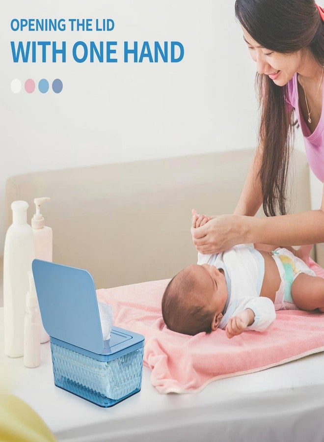 Whiidoom Wipes Dispenser, One-Handed Operation Wipe Holder for Baby & Adult, Seal-Designed Wipes Container for Bathroom Keep Diaper Wipes Fresh (Blue) - Image 4