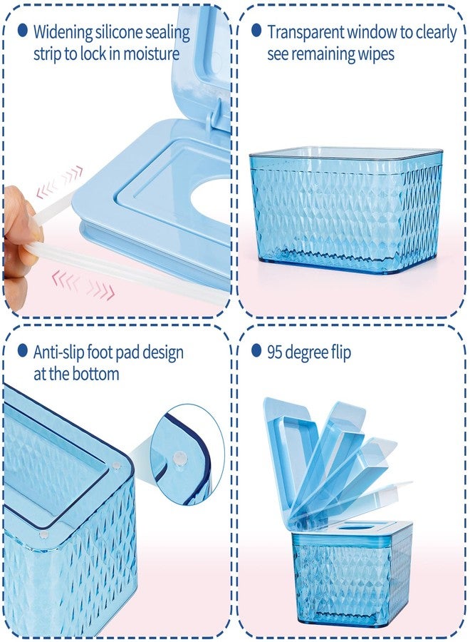 Whiidoom Wipes Dispenser, One-Handed Operation Wipe Holder for Baby & Adult, Seal-Designed Wipes Container for Bathroom Keep Diaper Wipes Fresh (Blue) - Image 3
