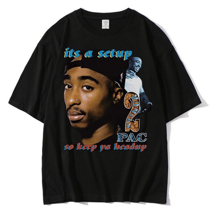 European and American style flat shoulder sleeve cotton printed T-shirt 2pac West Coast men's and women's short sleeve all eyez on me - Image 5