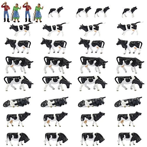 Evemodel Farm Animals Figure Set,AN8704 36PCS 1:87 Well Painted Model Cows and Figures for HO Scale Model Train Scenery Layout Miniature Landscape New - Image 1