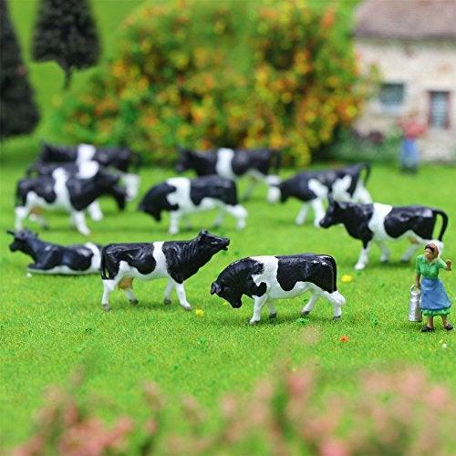 Evemodel Farm Animals Figure Set,AN8704 36PCS 1:87 Well Painted Model Cows and Figures for HO Scale Model Train Scenery Layout Miniature Landscape New - Image 2