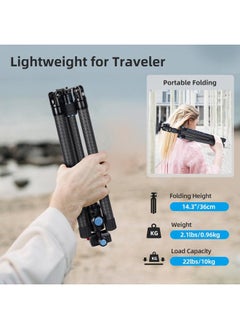 sirui SIRUI Carbon Fiber Travel Tripod with E-10 360° Ball Head, 59.8” Compact Camera Tripod AT-125, Quick Release Reverse Folding Legs, Reversible Center Column, Max Load 17lbs - Traveler X-II  - Image 3