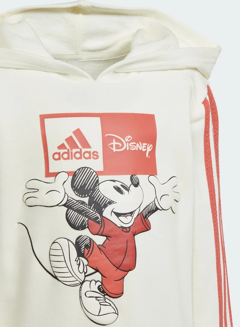 adidas طقم هودي مزين برسمة ميكي ماوس من سلسلة ديزني للأطفال وبنطال جوغر