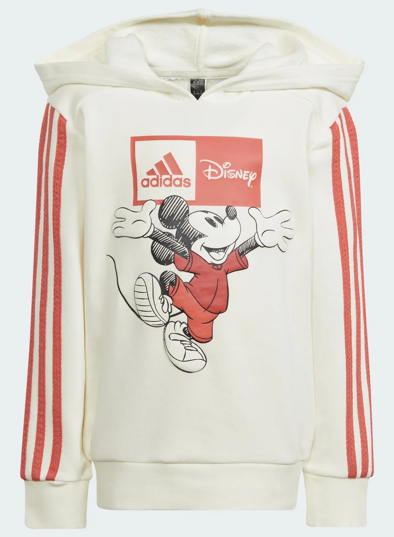 adidas طقم هودي مزين برسمة ميكي ماوس من سلسلة ديزني للأطفال وبنطال جوغر