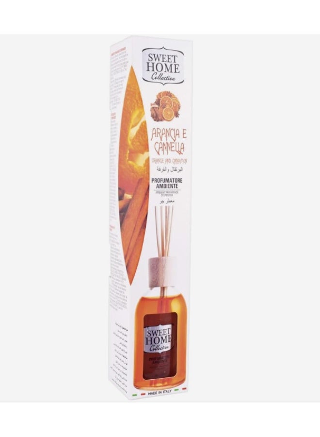 سويت هوم معطر جو Sweet Home Ambient Fragrance Orange & Cinnamon Reed Diffuser - 100 مل، صنع في إيطاليا.