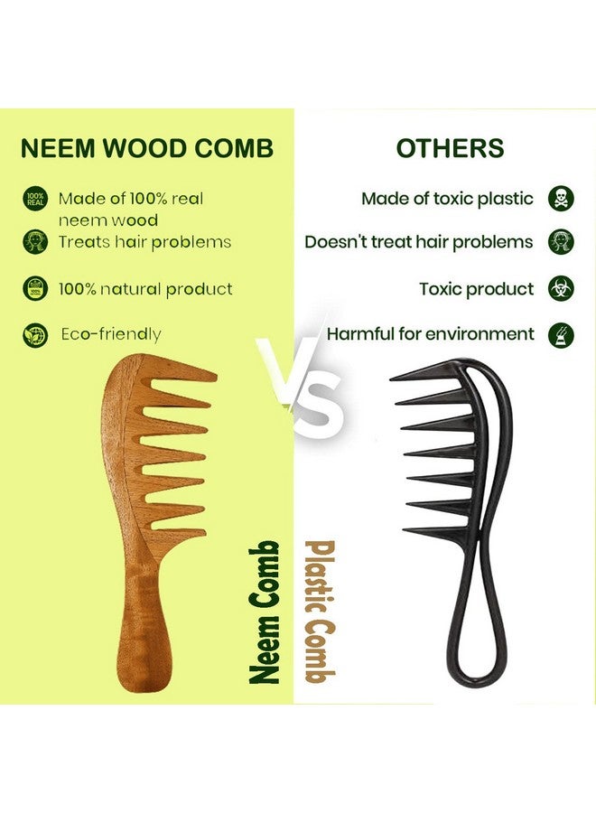 Rufiys Wide Tooth Comb | Neem Wooden Curly Hair Comb for Women & Mens | Hair Growth | Anti Dandruff Pack of 1 (Wide Tooth 20 Cm) - Image 3