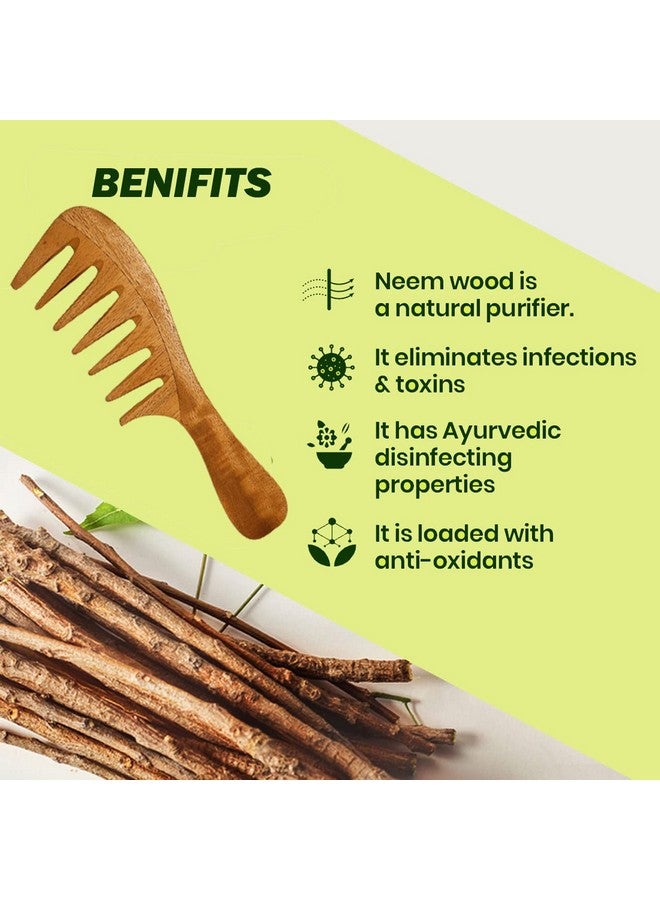 Rufiys Wide Tooth Comb | Neem Wooden Curly Hair Comb for Women & Mens | Hair Growth | Anti Dandruff Pack of 1 (Wide Tooth 20 Cm) - Image 2