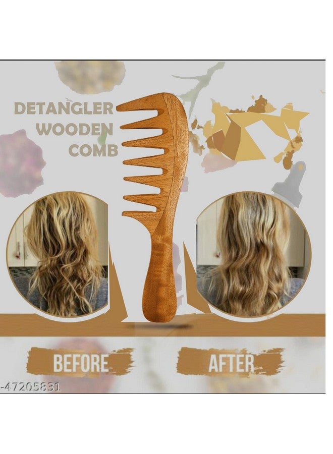 Rufiys Wide Tooth Comb | Neem Wooden Curly Hair Comb for Women & Mens | Hair Growth | Anti Dandruff Pack of 1 (Wide Tooth 20 Cm) - Image 5