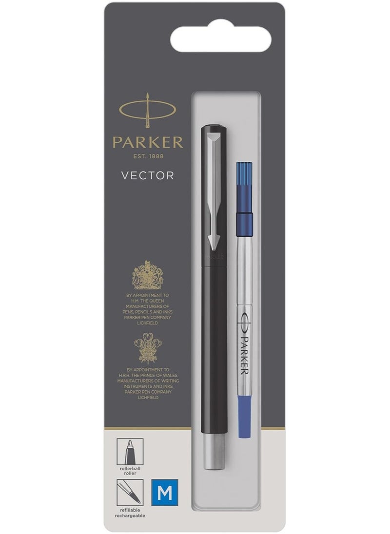 ZEBRA 1 Piece Parker Vector Standard Rollerball Pen Black Medium Tip 