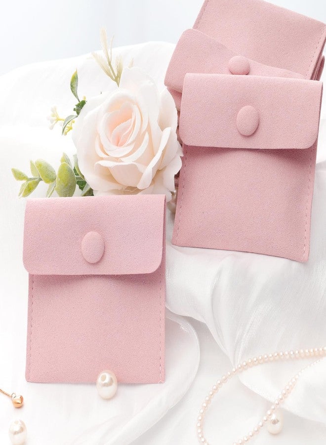 Heliltd Microfiber Jewelry Pouch 8x8cm - 12pcs Bulk Packaging Bags, Small Gift Pouches, Mini Envelope Style With Snap Button (Pink) - Image 5