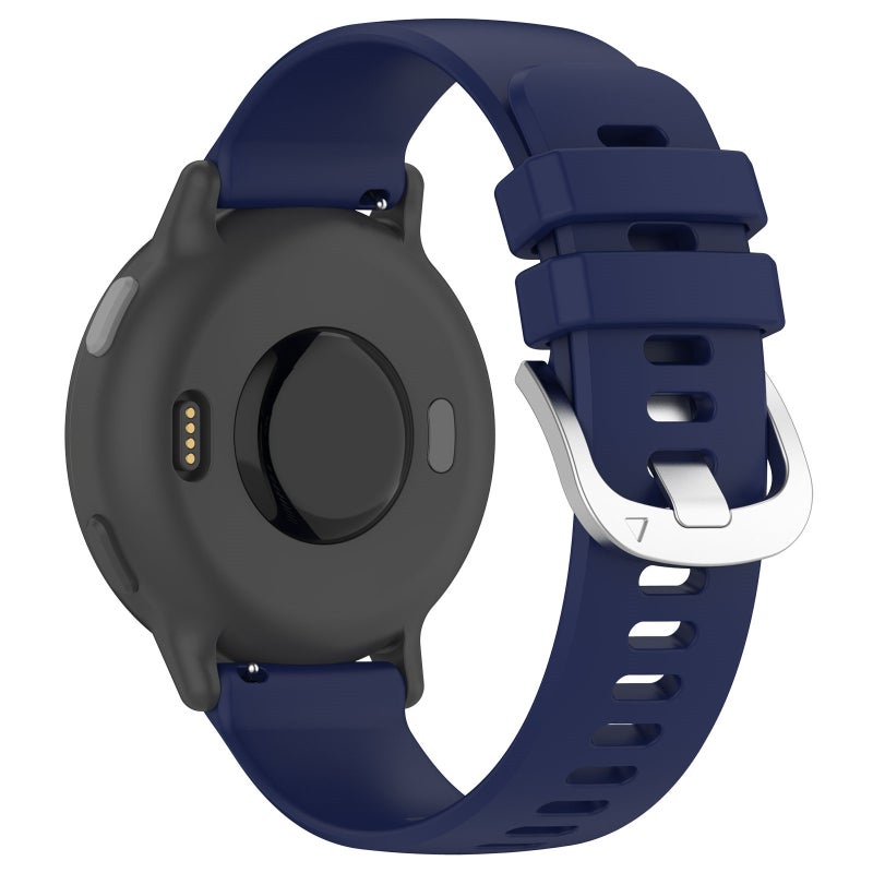 S-TOP For Garmin Forerunner245 / 245 Music Liquid Glossy Silver Buckle Silicone Watch Band(Dark Blue) - Image 2