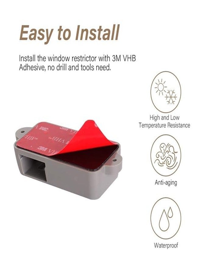 NOBILEA Window Lock Children Protection Window Restrictor Child Safety Window Stopper Falling Prevention Locks Limiter Easy to Install and Use 3M VHB Adhesive no Tools Need or Drill (Grey, 1 Pack) - Image 3