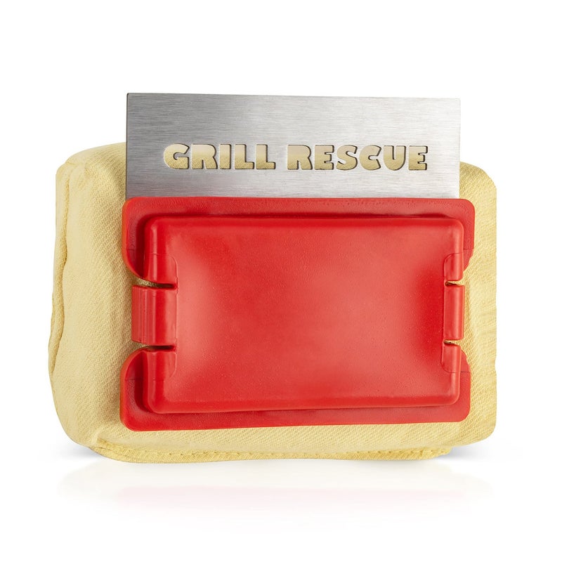 Grill Rescue BBQ Replaceable Cleaning Head Bristle Free Durable and Unique Scraper Tools for Cast Iron or StainlessSteel Grates Barbecue Cleaner