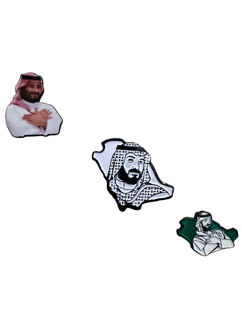 3 in 1 3D Mobile Stickers, 4 pieces, Metallic Iron Package, Saudi Arabia, Saudi Flag and Prince Mohammed bin Salman, Mobile Phone Stickers 