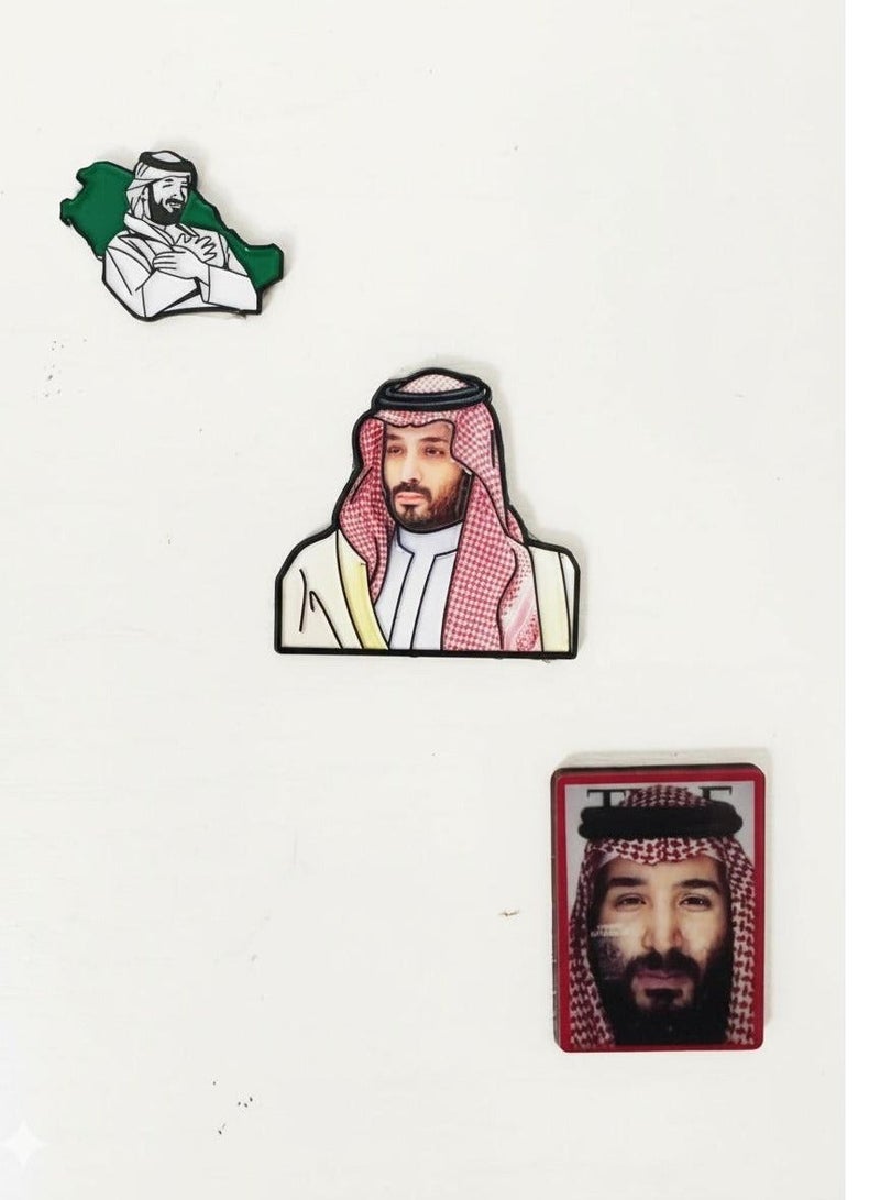 3   في 1 استكرات جوال  ثلاثية الابعاد عدد 3  المعدنية حديد بكج السعودية العلم السعودي والامير محمد بن سلمان ملصقات هاتف محمول - Image 1