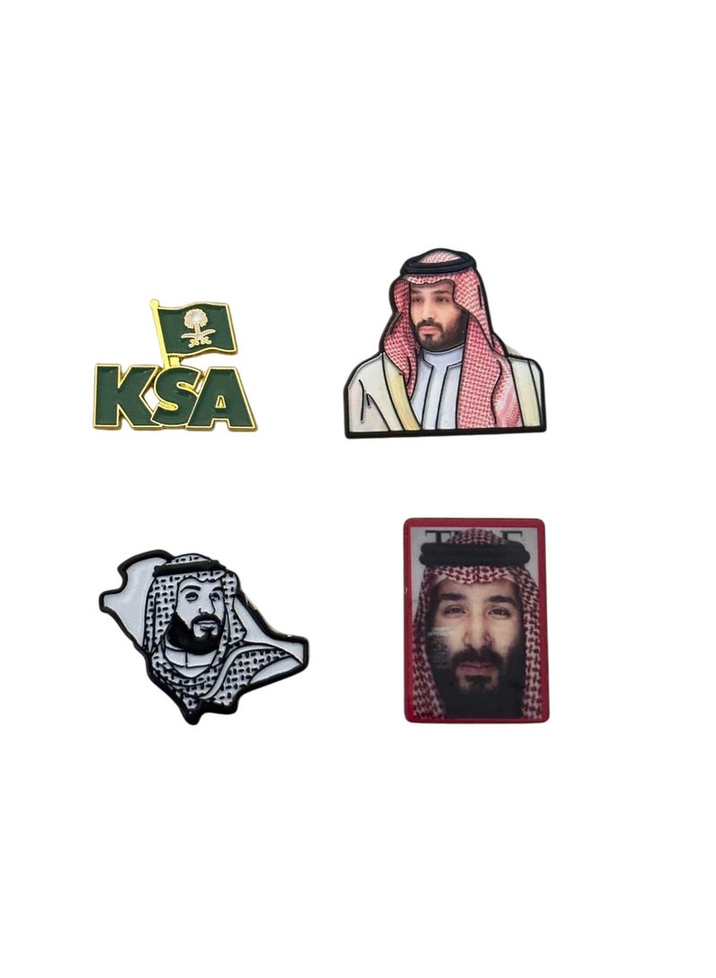 4 in 1 3D Mobile Stickers ,4 pieces, Metallic Iron Package, Saudi Arabia, Saudi Flag and Prince Mohammed bin Salman, Mobile Phone Stickers - Image 1