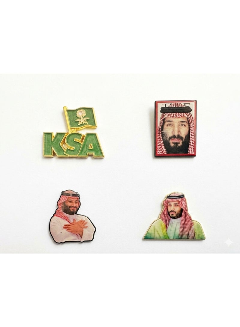 4 in 1 3D Mobile Stickers ,4 pieces, Metallic Iron Package, Saudi Arabia, Saudi Flag and Prince Mohammed bin Salman, Mobile Phone Stickers - Image 1