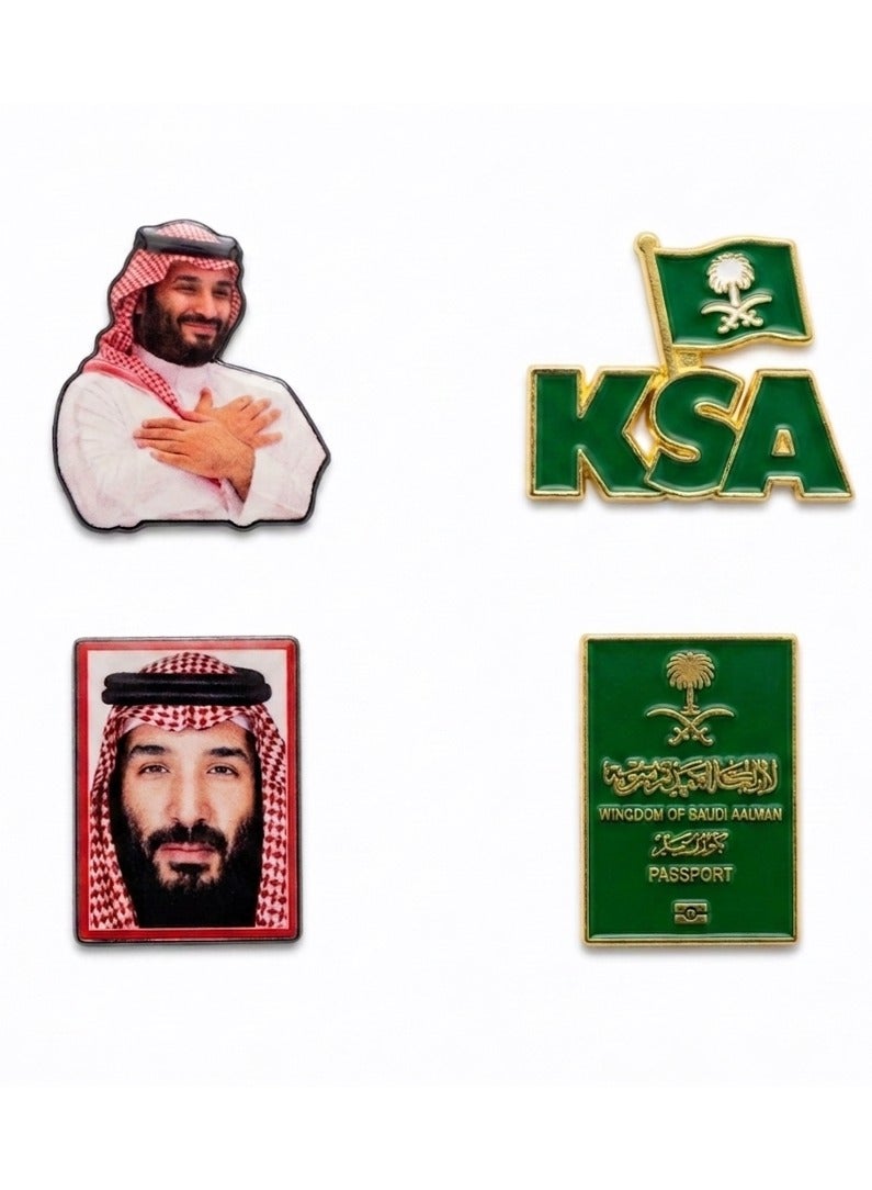 4  في 1 استكرات جوال  ثلاثية الابعاد عدد 4 المعدنية حديد بكج السعودية العلم السعودي والامير محمد بن سلمان ملصقات هاتف محمول - Image 1