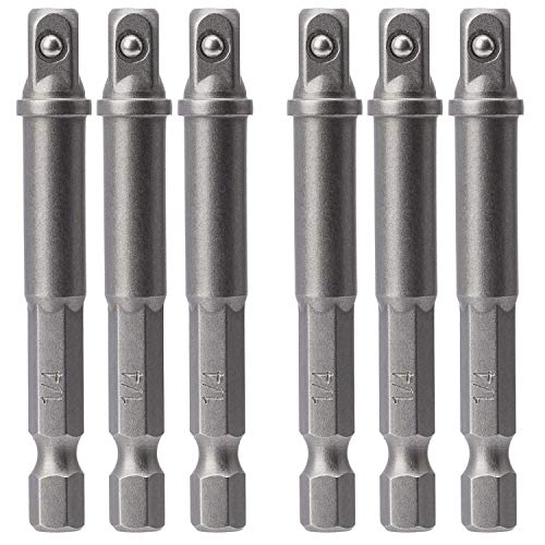 OIIKI 6 Pack 1/4 inch Square Socket Adapter Bit Set, Impact Driver Power Bits for Automotive DIY-1/4 Hex Shank - Image 1