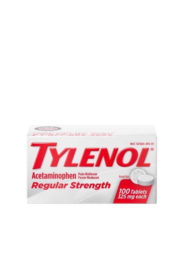 Tylenol Regular Strength Pain Reliever & Fever Reducer Tablets - Acetaminophen - 100ct: Oral Use, 325mg Active Ingredient