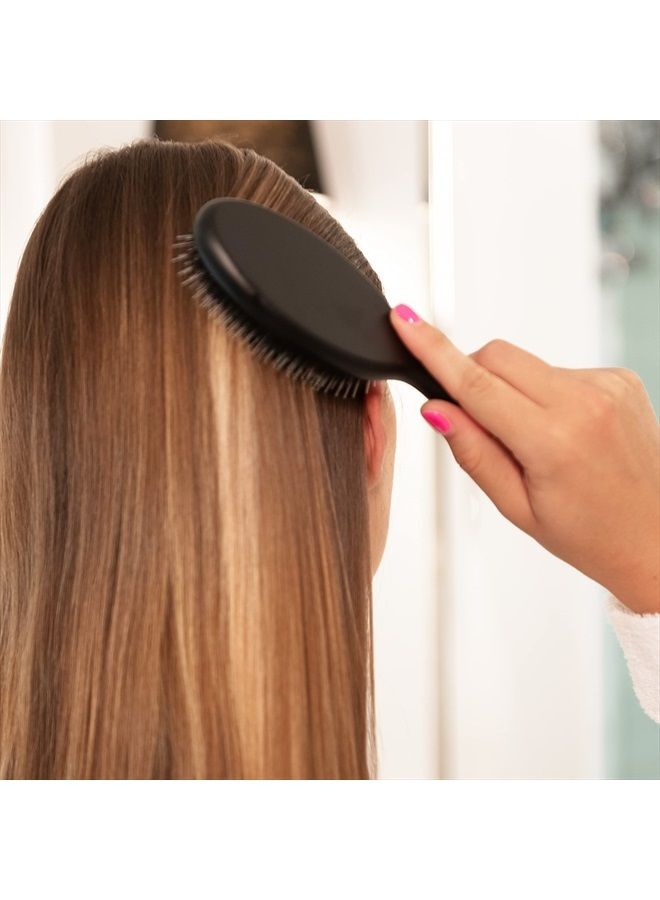 SHASH منذ 1869 صنع يدوي في ألمانيا - فرشاة شعر من شعيرات الخنزير النايلون مناسبة للشعر العادي إلى السميك - تفكك بلطف، بدون سحب أو أطراف متقصفة - تنعم وتحسن قوام الشعر، تحفز فروة الرأس (متوسطة) - Image 3