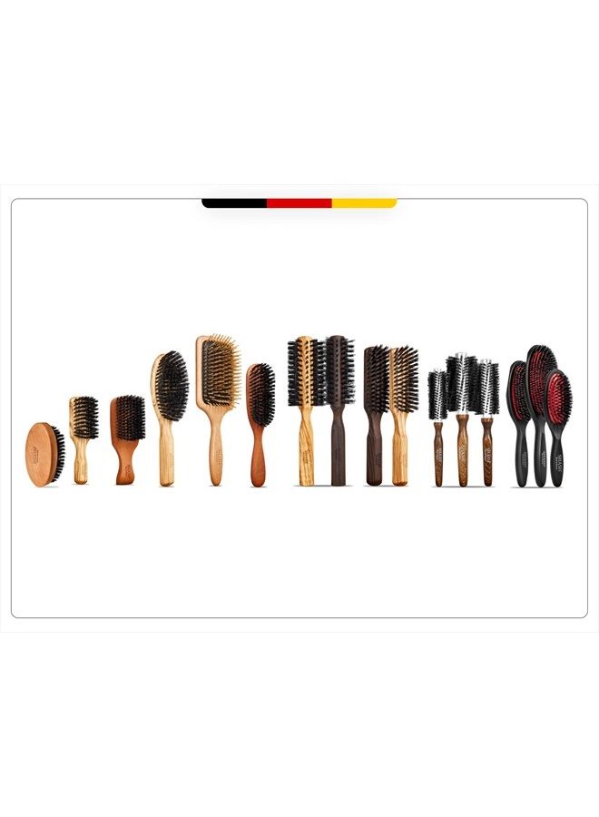 SHASH منذ 1869 صنع يدوي في ألمانيا - فرشاة شعر من شعيرات الخنزير النايلون مناسبة للشعر العادي إلى السميك - تفكك بلطف، بدون سحب أو أطراف متقصفة - تنعم وتحسن قوام الشعر، تحفز فروة الرأس (متوسطة) - Image 5