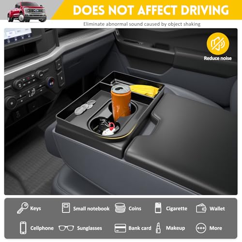 JTYZSM Jump Seat Cup Holder Organizer for 2021-2025 Ford F150 & 2023-2026 Ford F250 F350 F450 F550 F600 Super Duty Center Console Cup Holder Insert Cupholder Coaster Liner Accessories(Jump Seat Only) - Image 5