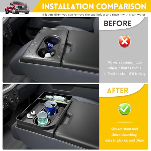 JTYZSM Jump Seat Cup Holder Organizer for 2021-2025 Ford F150 & 2023-2026 Ford F250 F350 F450 F550 F600 Super Duty Center Console Cup Holder Insert Cupholder Coaster Liner Accessories(Jump Seat Only) - Image 3