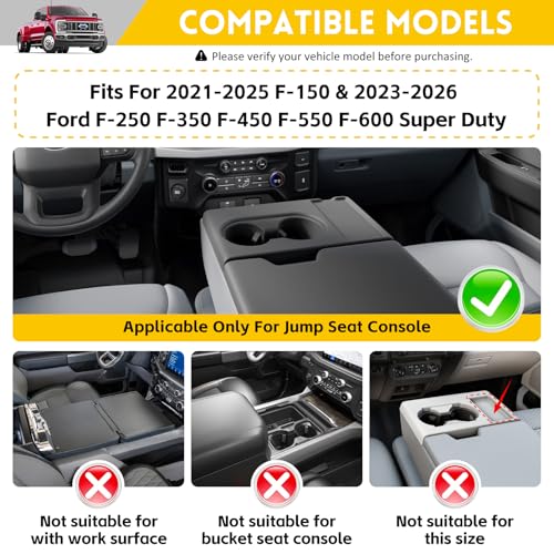 JTYZSM Jump Seat Cup Holder Organizer for 2021-2025 Ford F150 & 2023-2026 Ford F250 F350 F450 F550 F600 Super Duty Center Console Cup Holder Insert Cupholder Coaster Liner Accessories(Jump Seat Only) - Image 2