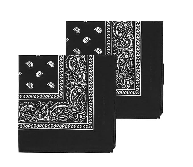 SPIN CART Soft Breathable Cotton Paisley Bandana For Men & Women (2, Black) - Image 1