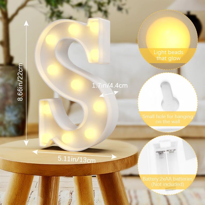 QWZify Marquee Light Up Letters S  Led Decor  Glitter Lamp  Friend Gifts for Teen Girls  Gamer Room Decor for Boys  Light Up Wall Decor  Teen Bedroom Decor  Classroom Decorations - Image 2