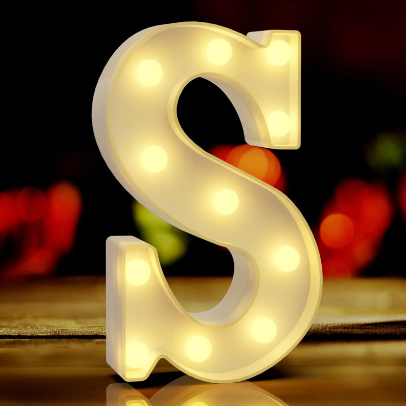 QWZify Marquee Light Up Letters S  Led Decor  Glitter Lamp  Friend Gifts for Teen Girls  Gamer Room Decor for Boys  Light Up Wall Decor  Teen Bedroom Decor  Classroom Decorations - Image 1