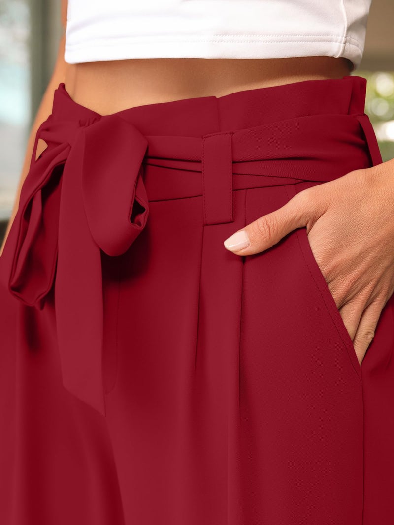 LILLUSORY Wide Leg Dress Work Pants Womens Petite Palazzo Spring Summer 2026 Flowy Trousers Slacks High Waisted Business Dressy Casual Outfits Clothes Office Cute Teacher Clothing Red M - Image 5