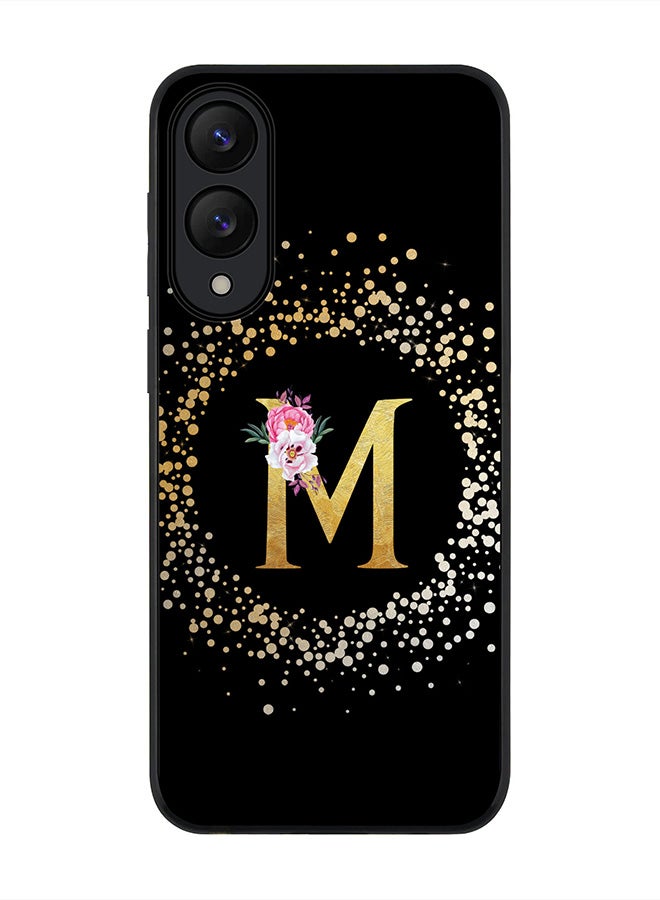 Stylizedd For Samsung Galaxy S25 Edge Case,Slim fit Camera Protection, Shockproof Thin Phone cover  - Custom Monogram Floral - M ( Black )