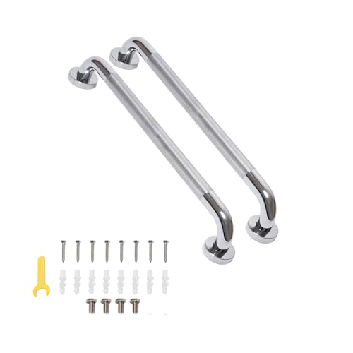 Bmoytu Shower Grab Bar 24 Inch Bathroom Grab Bar Handle with AntiSlip Knurled Grip Stainless Steel Bath Balance Bar 125 Diameter Bath Safety Bar Support for Seniors Pregnant Polished Chrome 2 Pack - Image 1