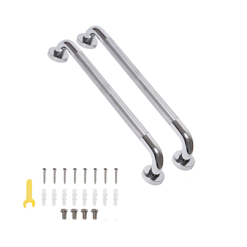 Bmoytu Shower Grab Bar 24 Inch Bathroom Grab Bar Handle with AntiSlip Knurled Grip Stainless Steel Bath Balance Bar 125 Diameter Bath Safety Bar Support for Seniors Pregnant Polished Chrome 2 Pack - Image 2