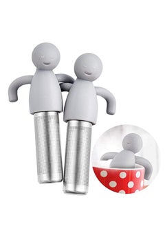 SYOSI Tea Infuser Filter, Loose Tea Cute Stainless Steel Ultra Fine Mesh Tea Supplies Steeper Diffuser Herbal Tea and Spices, Get the More Enjoyable Tea Times with Friends and Family (2 Pcs Gray)  - Image 1