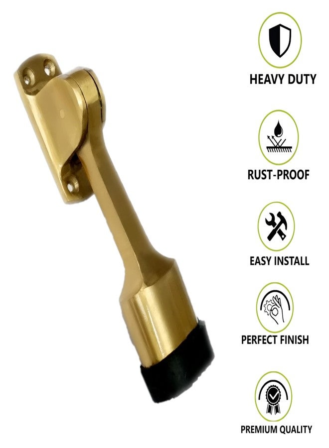 Growfynd Premium 5 inch Door Stopper Rubber Powerful Working with Screw | Wooden Door Stoper to Stop Door for All Door Home | Office | Hotel (5 Inch Brass Antique, Pack of 3) - Image 4