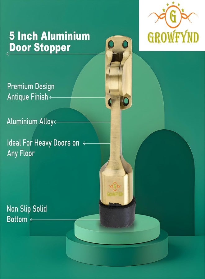 Growfynd Premium 5 inch Door Stopper Rubber Powerful Working with Screw | Wooden Door Stoper to Stop Door for All Door Home | Office | Hotel (5 Inch Brass Antique, Pack of 3) - Image 2