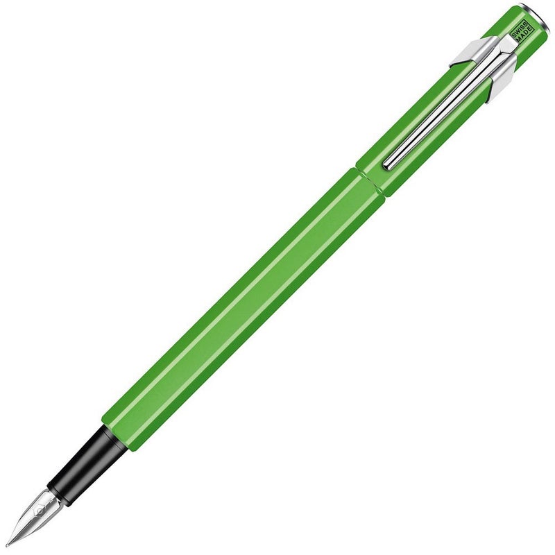 Caran d'Ache Medium Fountain Pen, Medium Point, 849 0840-230, Fluorescent Green, Dual Use, Genuine Imported - Image 1