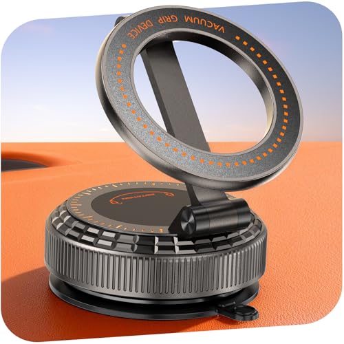 visnfa Pure Zinc Alloy Vacuum Magnetic Phone Holders for Your Car [105+LBS Suction & 3800gf Magnetic] 360° Adjustable Magsafe Car Phone Holder Mount for iPhone 17 16 15 14 13 12 Series & Android - Image 1