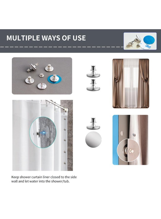 4 Pcs Magnetic Curtain Clips, Curtain Magnets Closure Prevent Light Leaking, Shower Curtain Side Magnets with Self-Adhesive Patch for Tight Seal - Image 5