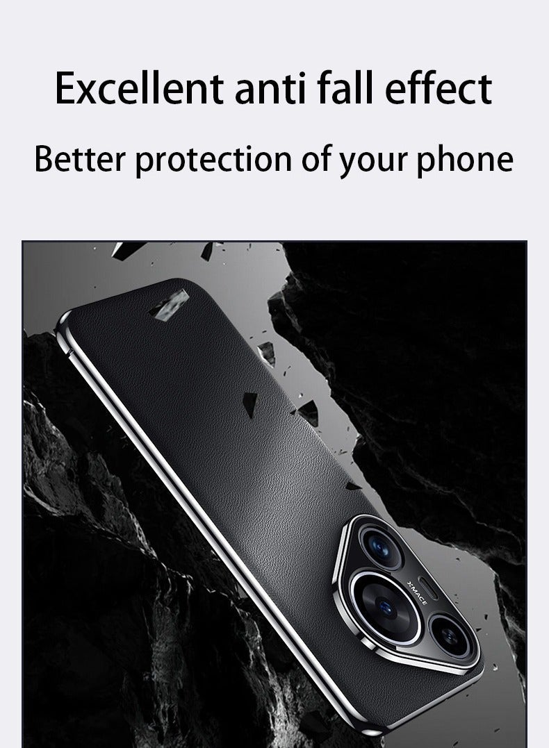 Asan Ge Huawei Pura 70 Electroplated Leather All-wrap Lens Ultra-Thin Fall Protection Case - Image 5